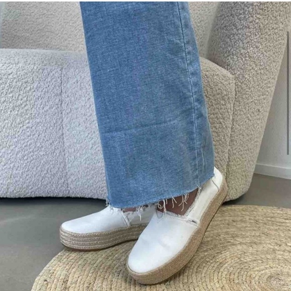 NWT! Toms Valencia Platform Espadrille Chunky Heel Jute Canvas Slip On Shoes - Picture 3 of 8